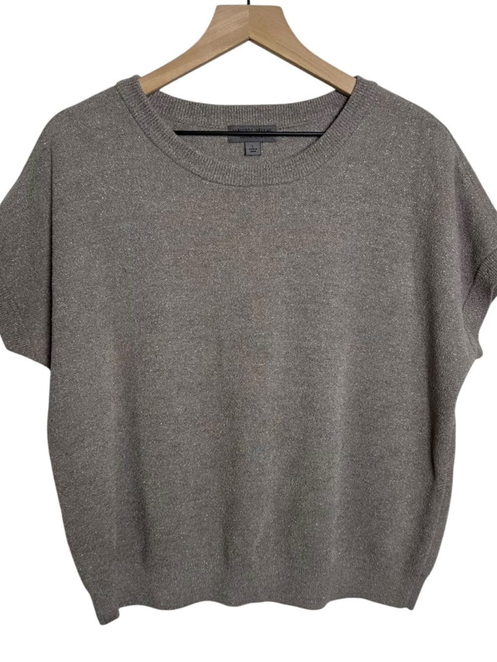 Barefoot Dreams Cozychic Ultra Lite Knit Brown Dolman SS Sweater Large Shimmery